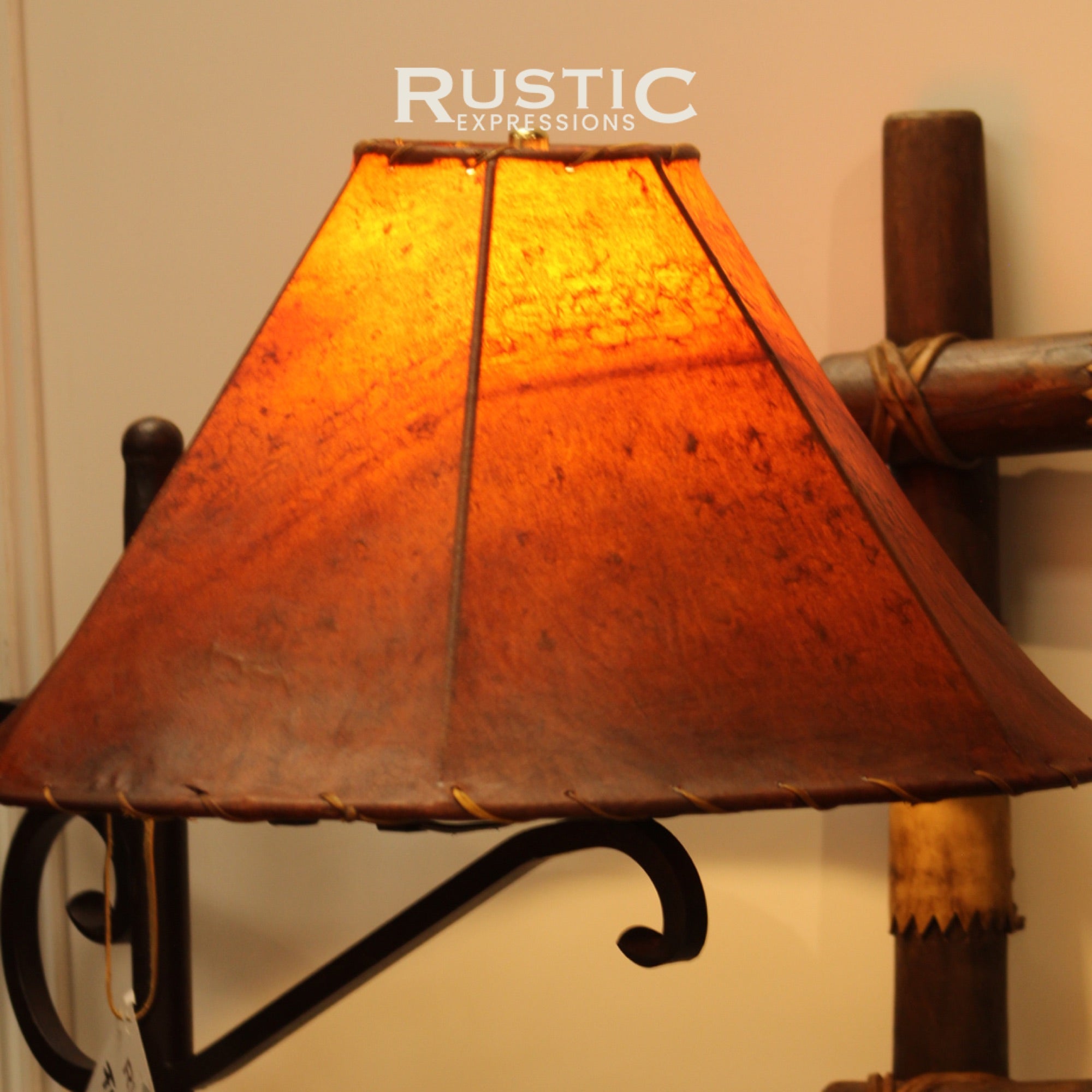 Rustic lampshade with iron stand