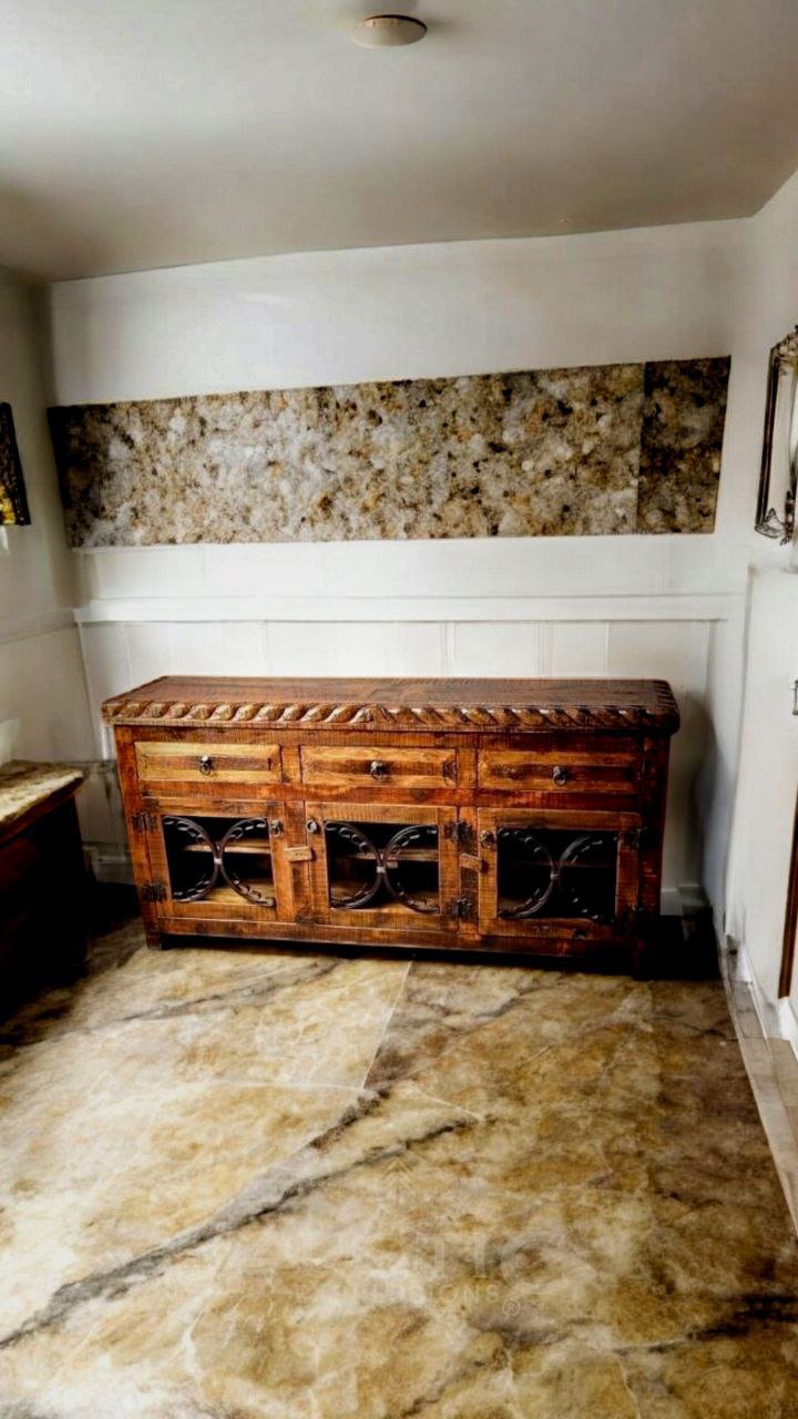 Metal Scroll Buffet with Rope Top