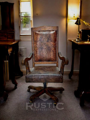 Alder Copper Brown Crocodile Desk chair