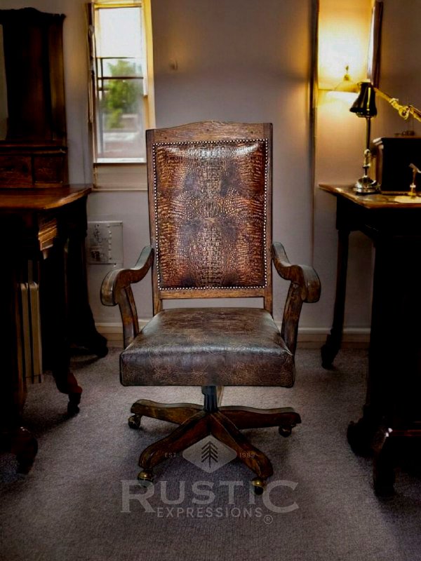 Alder Copper Brown Crocodile Desk chair
