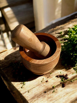 Wooden Mortar and Pestle
