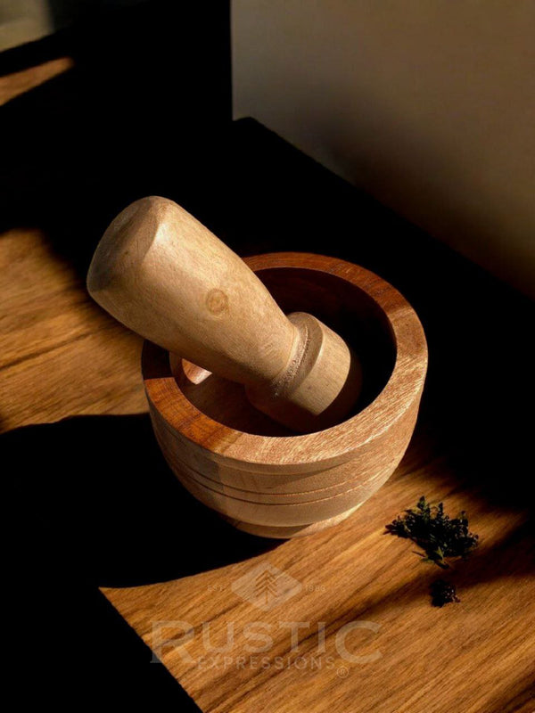 Wooden Mortar and Pestle