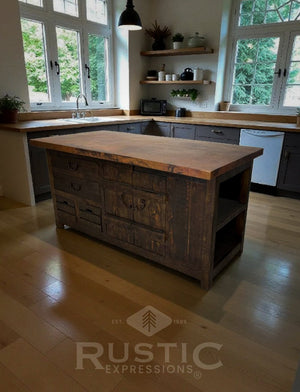Old Fashion Decatur Copper Top Kitchen Island