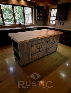 Old Fashion Decatur Copper Top Kitchen Island