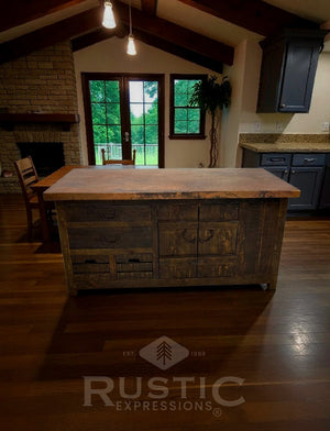 Old Fashion Decatur Copper Top Kitchen Island