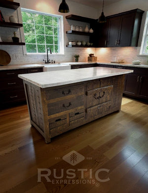 Old Fashion Decatur Copper Top Kitchen Island