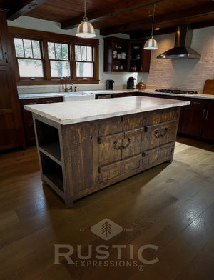 Old Fashion Decatur Copper Top Kitchen Island
