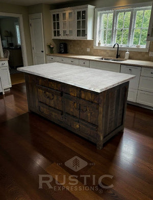 Old Fashion Decatur Copper Top Kitchen Island