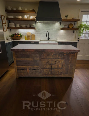 Old Fashion Decatur Copper Top Kitchen Island