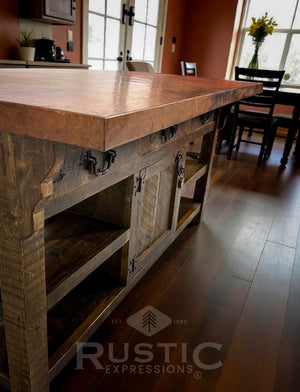 Old Fashion Georgia Copper Top Kitchen Island