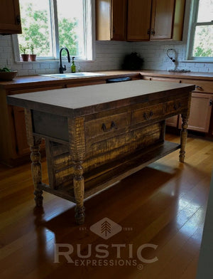 Old Fashion Idaho Copper Top Kitchen Island