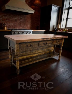 Old Fashion Idaho Copper Top Kitchen Island