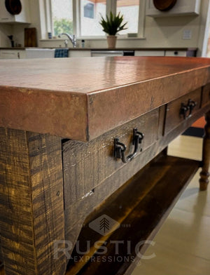 Old Fashion Idaho Copper Top Kitchen Island