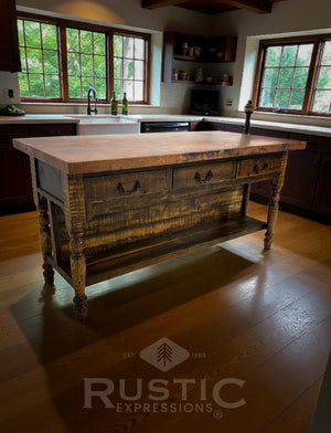 Old Fashion Idaho Copper Top Kitchen Island