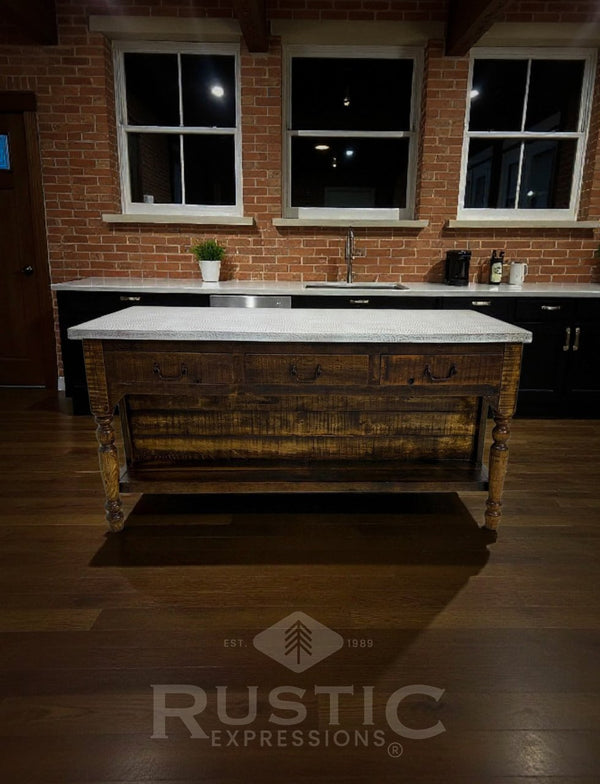 Old Fashion Idaho Copper Top Kitchen Island