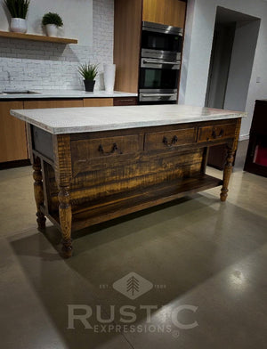 Old Fashion Idaho Copper Top Kitchen Island
