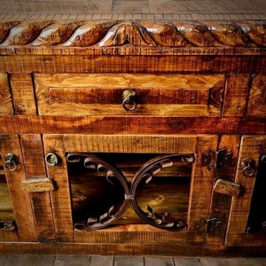 Metal Scroll Buffet with Rope Top