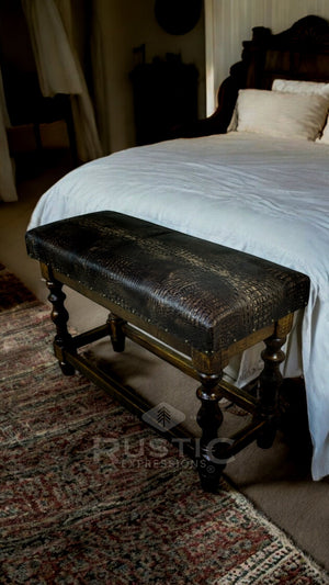 Old fashion Sonora Counter Bench (Brown Crocodile)