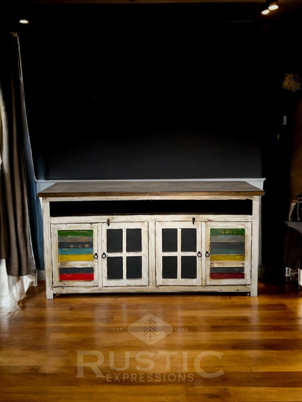Shutter Glass Doors TV Console