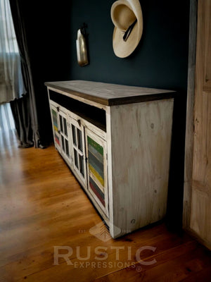 Shutter Glass Doors TV Console