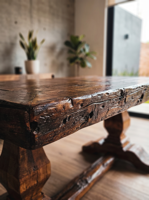 Old Fashion Dining Table +  Aztec Chairs + Old Fashion Bench
