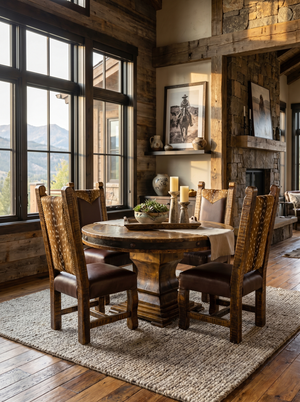 Set Old Fashion Hacienda Premium Dining Table + Sierra 501 Axis Chair