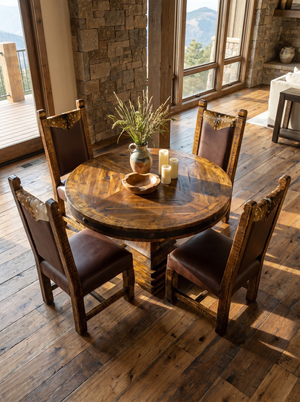 Set Old Fashion Hacienda Premium Dining Table + Sierra 501 Axis Chair