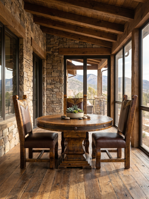 Set Old Fashion Hacienda Premium Dining Table + Sierra 501 Axis Chair
