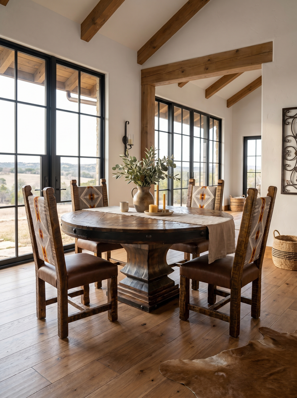 Set Old Fashion Hacienda Premium Native Dining Table + Old Fashion Native Sierra Chair
