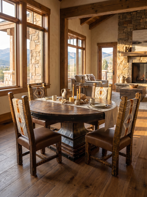 Set Old Fashion Hacienda Premium Native Dining Table + Old Fashion Native Sierra Chair
