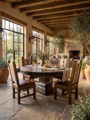 Set Old Fashion Hacienda Premium Native Dining Table + Old Fashion Native Sierra Chair
