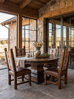 Set Old Fashion Hacienda Premium Native Dining Table + Old Fashion Native Sierra Chair